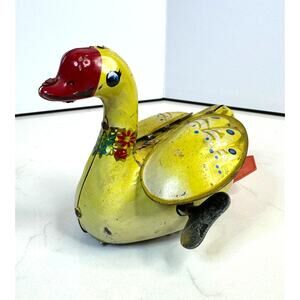 Vintage Clockwork Tin Wind Up Gosling Duck w/Key WORKS #MS98